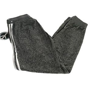 Joggers Embrace Your Love Gray White Stripe Drawstring Yoga Pants Medium M NEW